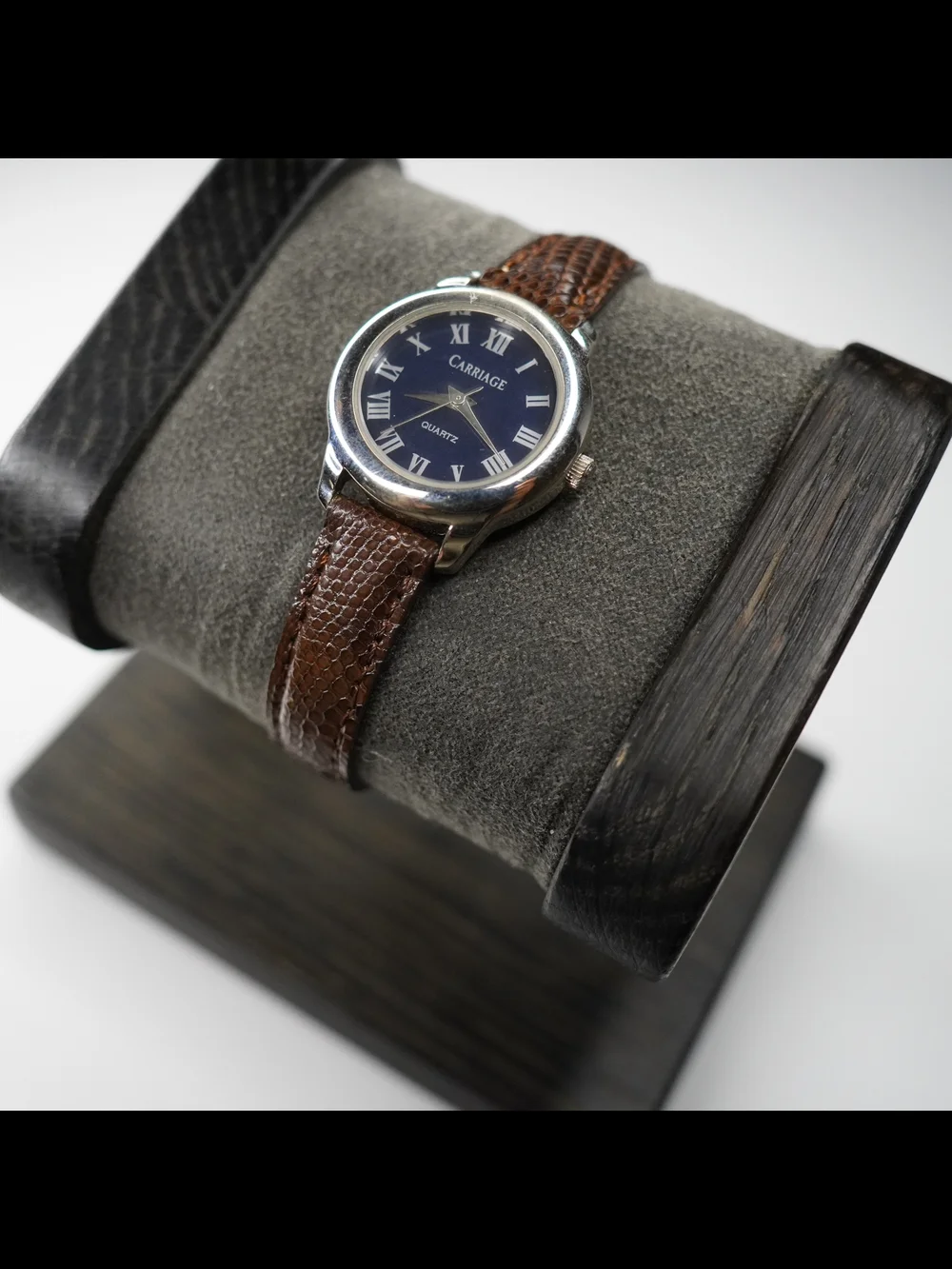 Vintage Carriage by Timex Ladies Quartz Watch Roman Numerals Brown Leather Band